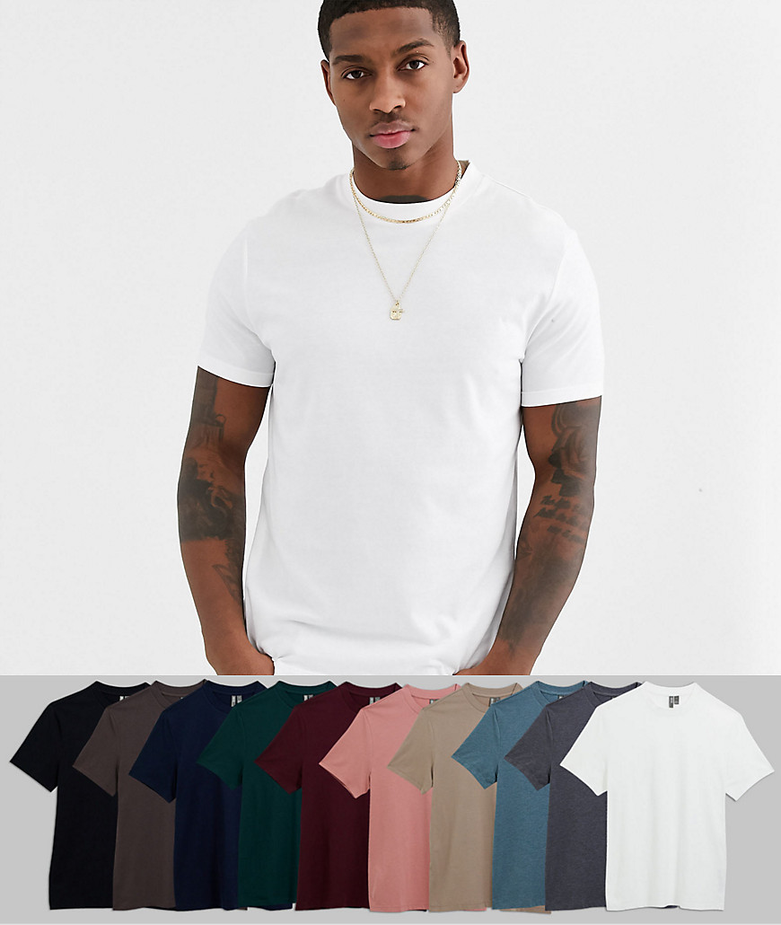 ASOS DESIGN - Set van 10 T-shirts met ronde hals, bespaar-Multi