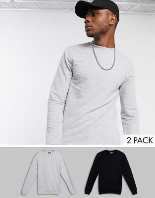ASOS DESIGN  2er-Set Muskel-Sweatshirts in Schwarz/Kalkgrau-Mehrfarbig Mehrfarbig