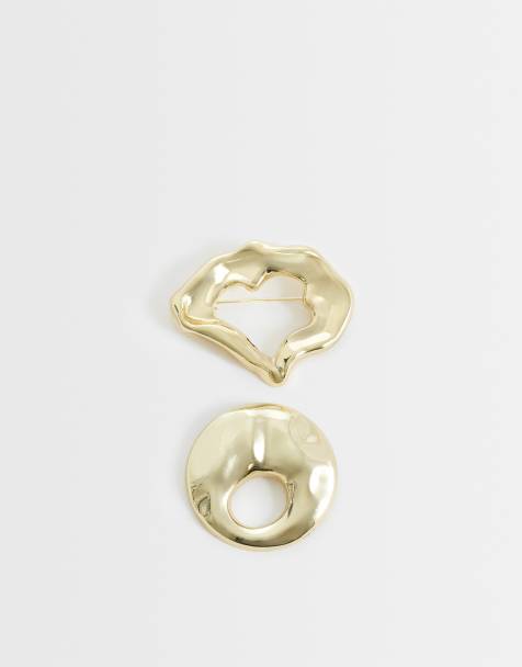 ASOS DESIGN - Set van 2 abstracte broches in gemengde goudkleur - view 1