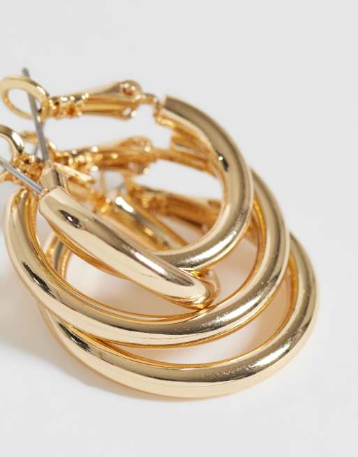 ASOS DESIGN set van 2 alledaagse oorbellen met oplopende hoops in goudkleur, 2 van 4