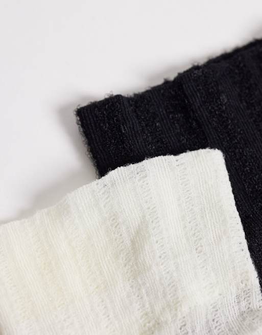 ASOS DESIGN - Set van 2 doorschijnende enkelsokken in zwart en wit, 2 van 3