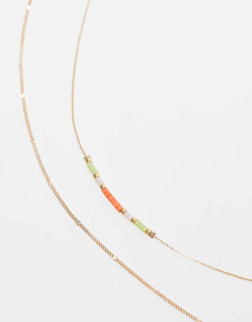 ASOS DESIGN - Set van 2 enkelbandjes met veelkleurige kraaltjes, 3 van 4