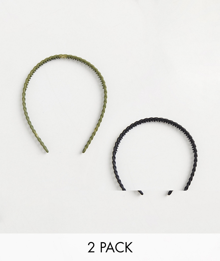 ASOS DESIGN - Set van 2 haarbanden in mat kettingontwerp-Meerkleurig
