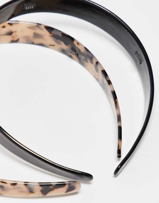 ASOS DESIGN - Set van 2 haarbanden in melkachtig tortoise en zwart, 4 van 4