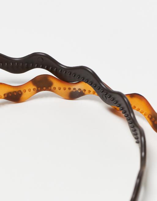 ASOS DESIGN - Set van 2 haarbanden met kammodel in bruin en tortoise, 3 van 4