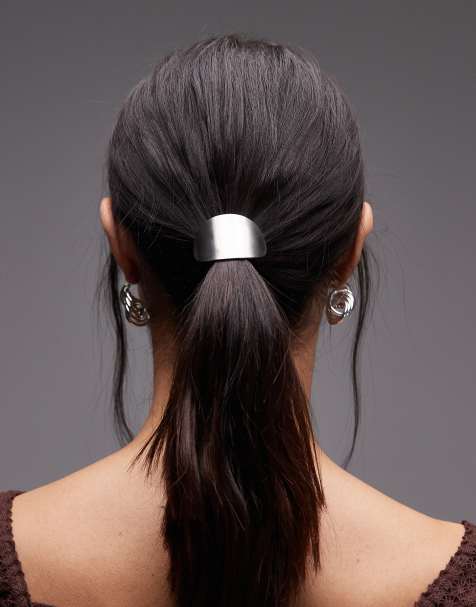 ASOS DESIGN - Set van 2 haarelastieken van hars en in zilverkleur - view 1