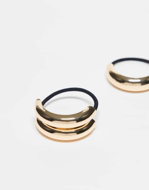ASOS DESIGN - Set van 2 haarelastiekjes in goudkleur - view 1