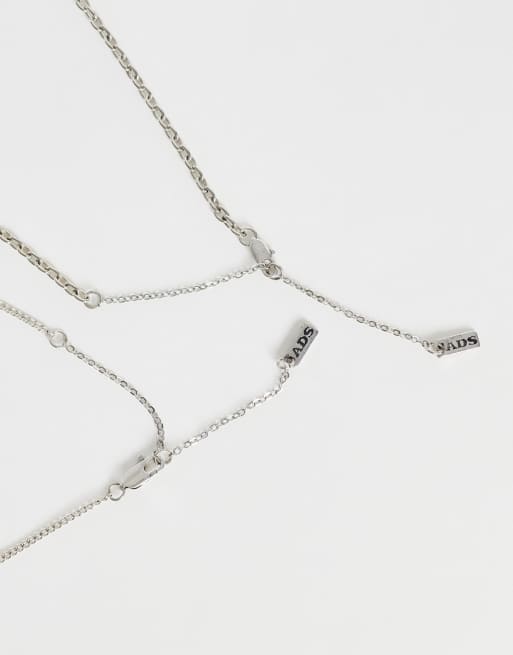 ASOS DESIGN set van 2 kettingen met knophanger en schakelketting in zilver, 3 van 4