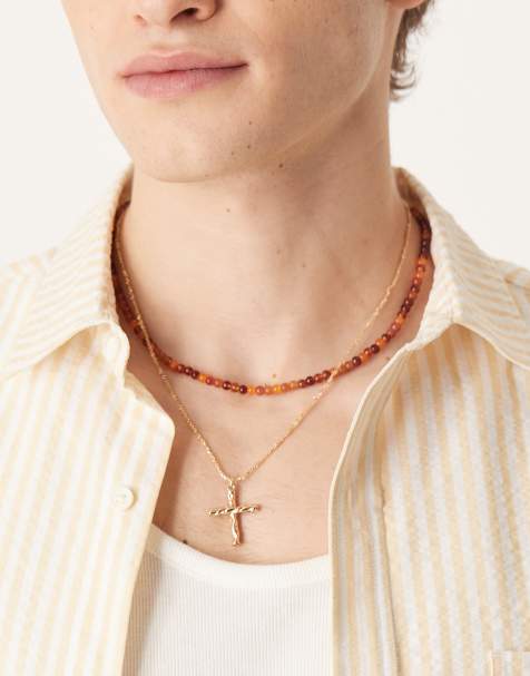 ASOS DESIGN - Set van 2 kettingen met kralen en hangers in goudkleur - view 1