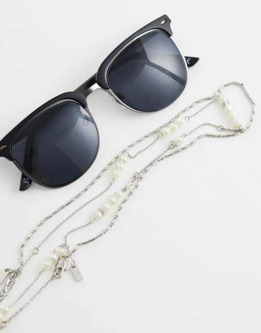ASOS DESIGN - Set van 2 kettingen met parels en schakels in zilver, 2 van 4