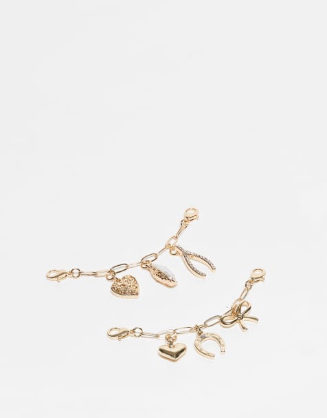 ASOS DESIGN - Set van 2 kettingen met verschillende hangertjes voor schoenen en accessoires in goudkleur - view 1