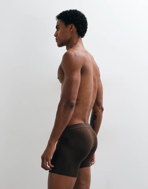 ASOS DESIGN set van 2 lange trunks in grijs en bruin, 2 van 3