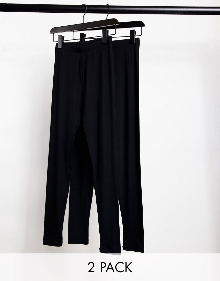ASOS DESIGN - Set van 2 leggings in zwart, bespaar