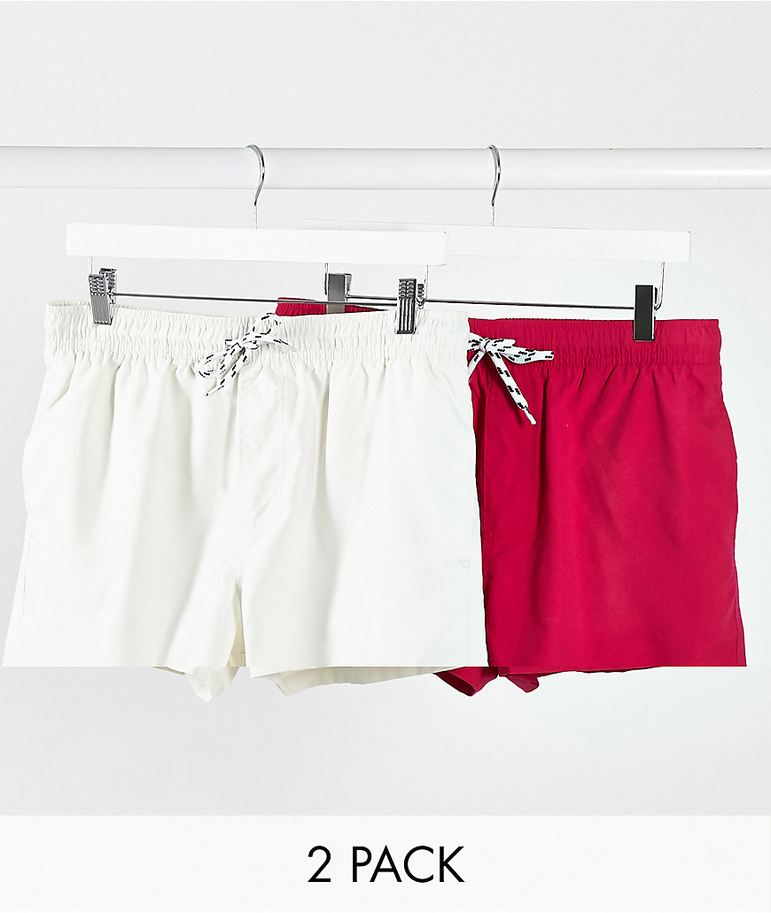 ASOS DESIGN - Set van 2 middellange shorts in roze en grijs-Meerkleurig