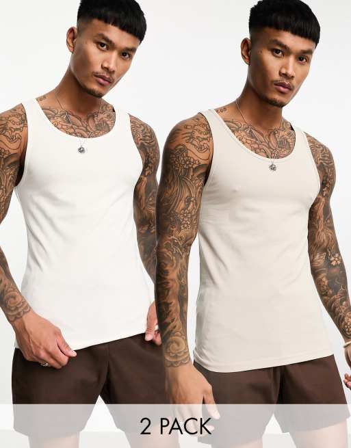 ASOS DESIGN - Set van 2 muscle fit hemden in multi