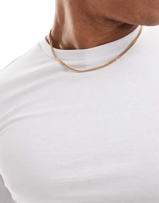 ASOS DESIGN - Set van 2 muscle fit T-shirts met lange mouwen in wit en kaki