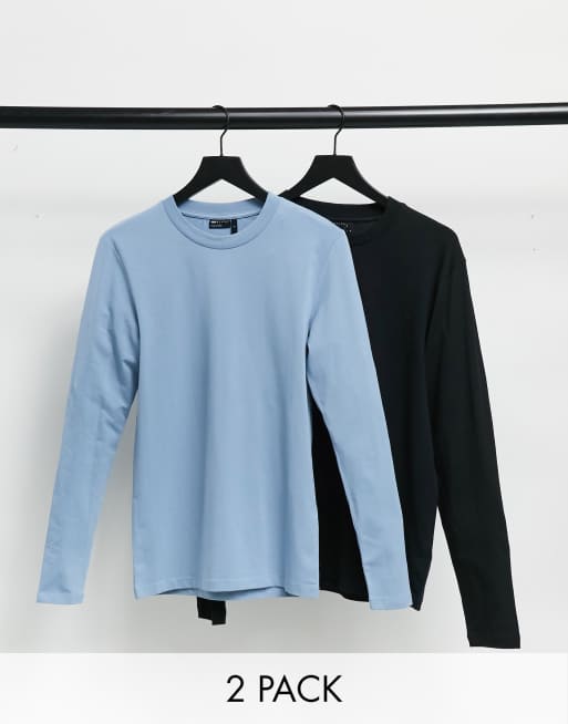 ASOS DESIGN - Set van 2 muscle-fit T-shirts met lange mouwen