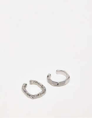 ASOS DESIGN - Set van 2 oorcuffs met textuur in zilverkleurig