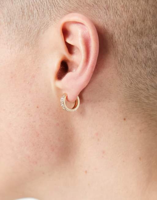 ASOS DESIGN - Set van 2 oorknopjes en kristallen oorringen in goudkleur
