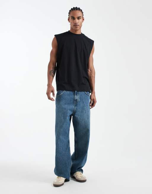 ASOS DESIGN - Set van 2 oversized basic tanktops in zwart, 2 van 5