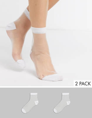 ASOS DESIGN  Skira, vita strumpor i 2-pack Vit