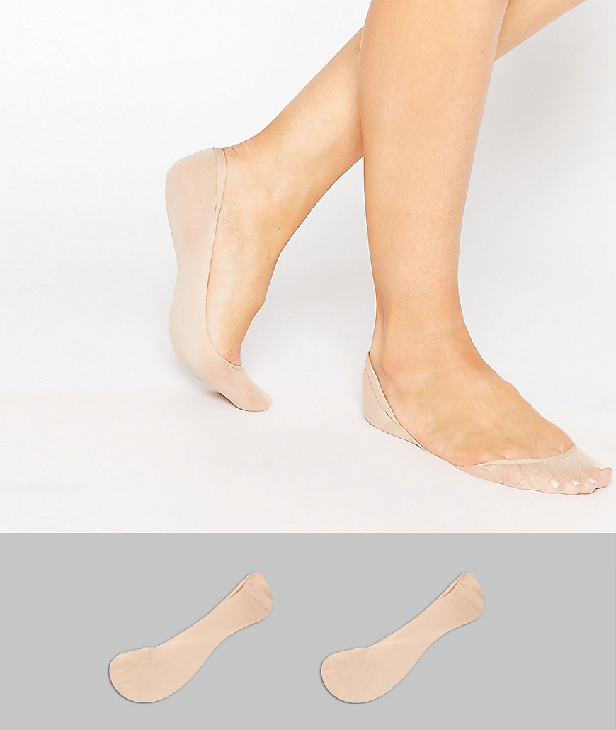ASOS DESIGN - Set van 2 paar onzichtbare sokken-Beige