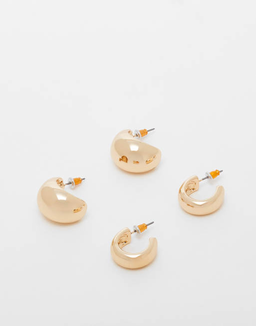 ASOS DESIGN - Set van 2 paar oorringen met minimalistisch ontwerp in goudkleur