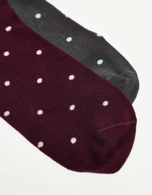 ASOS DESIGN - Set van 2 paar sokken met mini stippenmotief in veelkleurig, 3 van 3