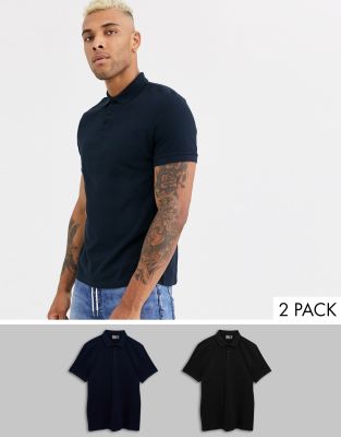 ASOS DESIGN Pikétröja av ekologisk bomull i 2-pack-Flerfärgad Flerfärgad