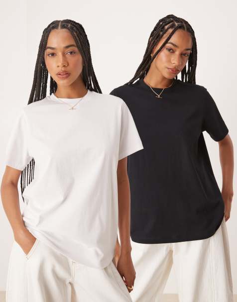 ASOS DESIGN - Set van 2 regular-fit T-shirts met ronde hals in zwart en wit - view 1