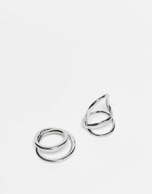 ASOS DESIGN - Set van 2 ringen met uitsnijdingen in zilverkleur