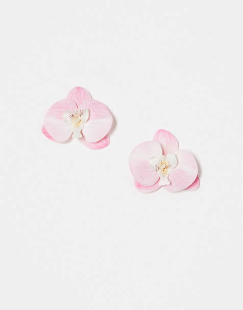 ASOS DESIGN - Set van 2 schoenenclips met imitatie-orchidee in roze - view 1