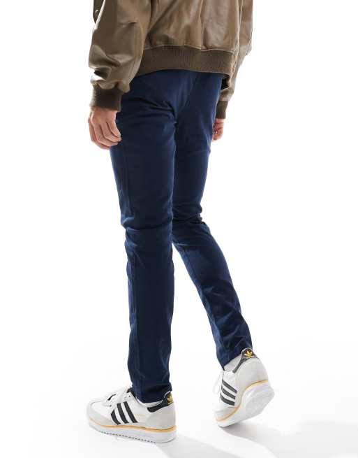 ASOS DESIGN - Set van 2 skinny chino's in marineblauw en stone, 2 van 5