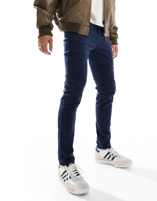 ASOS DESIGN - Set van 2 skinny chino's in marineblauw en stone, 3 van 5