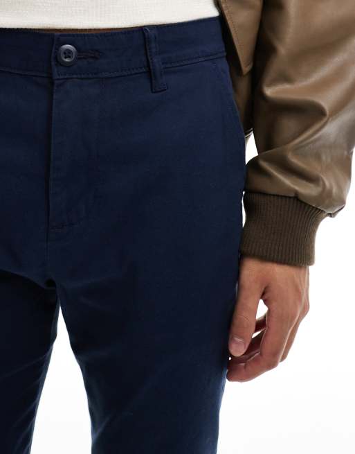 ASOS DESIGN - Set van 2 skinny chino's in marineblauw en stone, 4 van 5