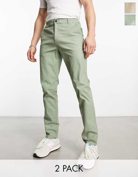 ASOS DESIGN - Set van 2 smalle chino's in beige en kaki - view 1