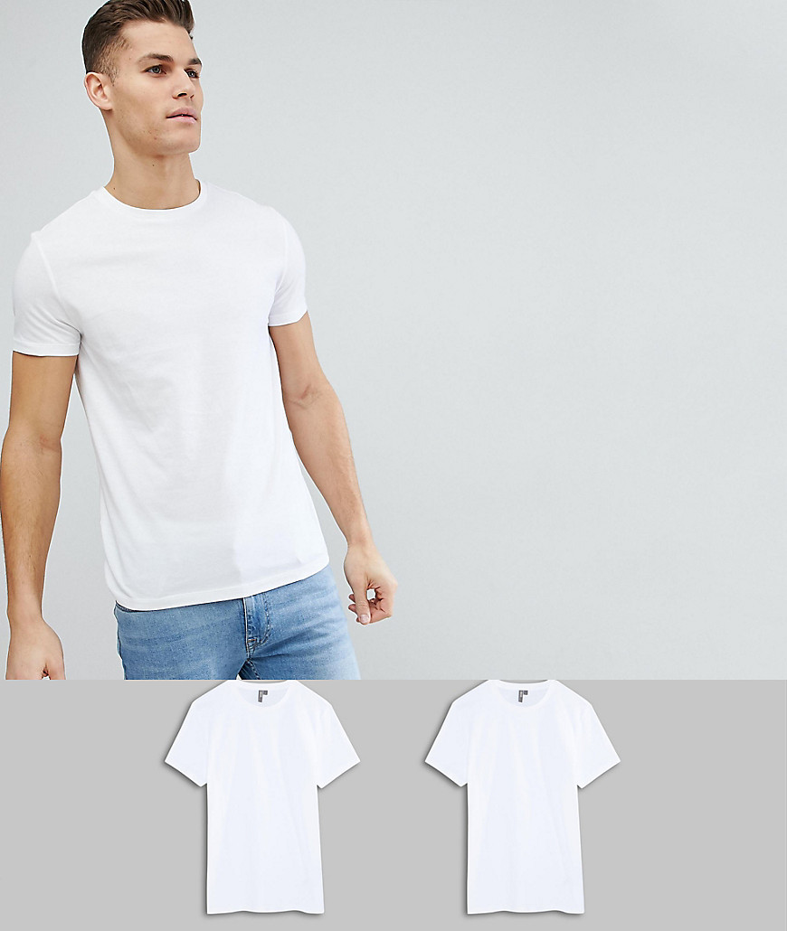 ASOS DESIGN - Set van 2 T-shirts met ronde hals, bespaar-Wit