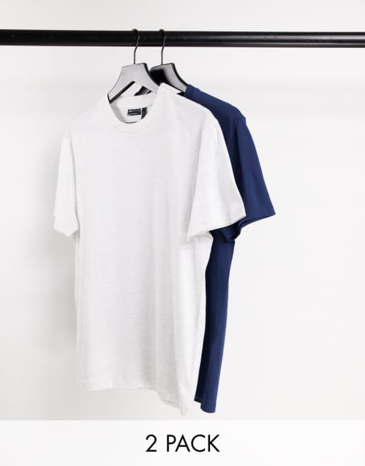 ASOS DESIGN - Set van 2 t-shirts met ronde hals in wit en zwart