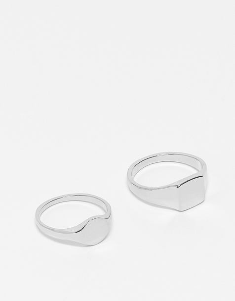 ASOS DESIGN - Set van 2 zegelringen in zilver - view 1