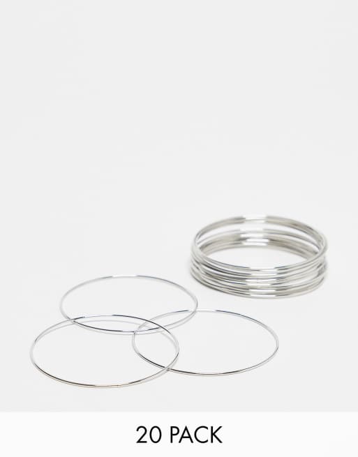 ASOS DESIGN - Set van 20 armbanden in zilverkleur