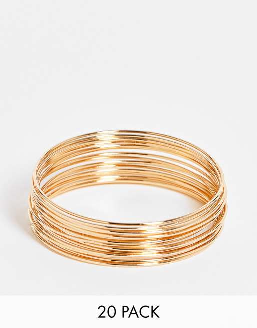 ASOS DESIGN - Set van 20 fijne armbanden in goudkleur