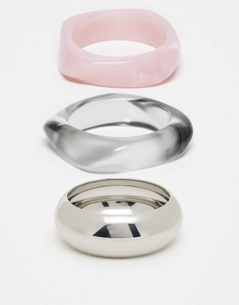 ASOS DESIGN - Set van 3 armbanden in mix van hars en zilverkleur - view 1