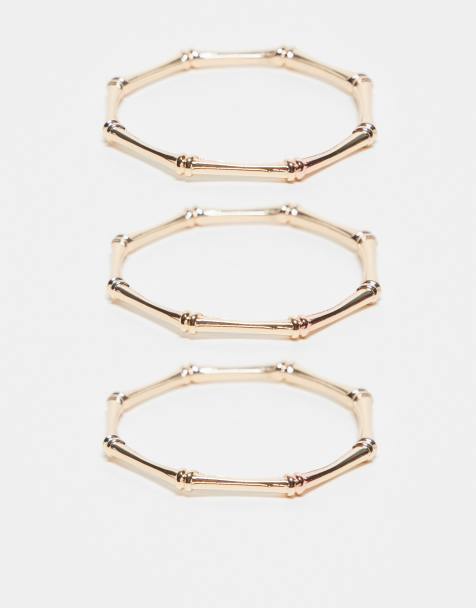 ASOS DESIGN - Set van 3 armbanden met bamboe-detail in goudkleur - view 1