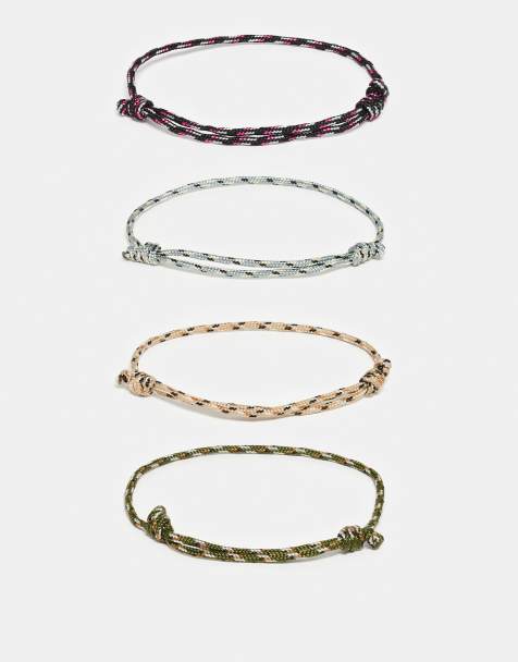 ASOS DESIGN - Set van 3 armbanden van koord met treklusjes in multi - view 1