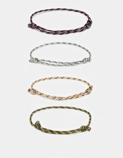 ASOS DESIGN - Set van 3 armbanden van koord met treklusjes in multi