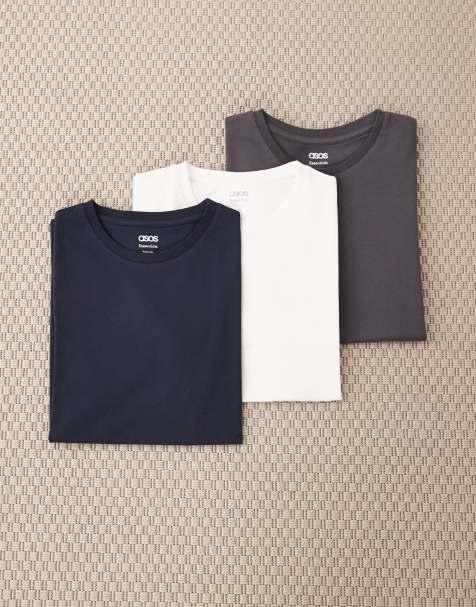 ASOS DESIGN - Set van 3 basic muscle fit T-shirts in multi - view 1