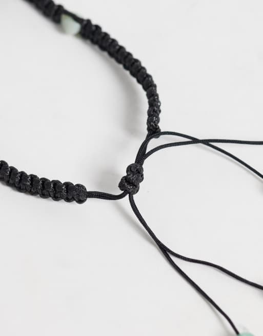 ASOS DESIGN set van 3 blauwe kralen- en halfedelsteenarmbanden met amazonsteen in zwart, 3 van 3