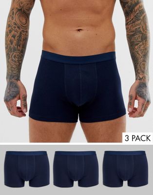 ASOS DESIGN - Set van 3 boxershorts in marineblauw