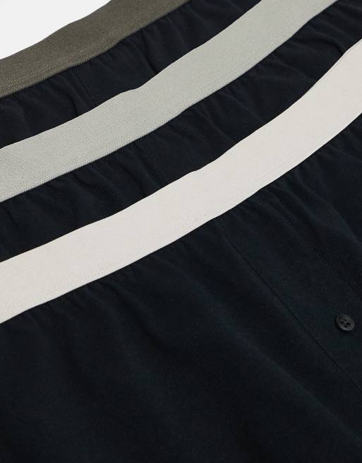 ASOS DESIGN - Set van 3 boxershorts met gekleurde taillebanden in zwart, 3 van 3