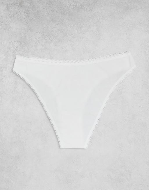 ASOS DESIGN - Set van 3 Brazilian slips met stadsborduursels en picotrandje in wit, 2 van 3